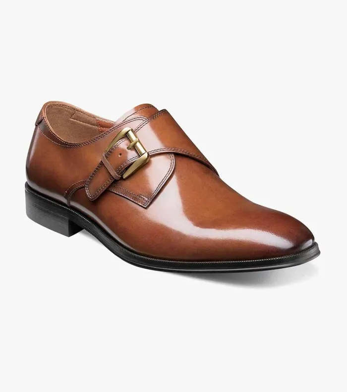 Florsheim Dress Shoes Belfast Plain Toe Monk Strap Cognac 8211 Men