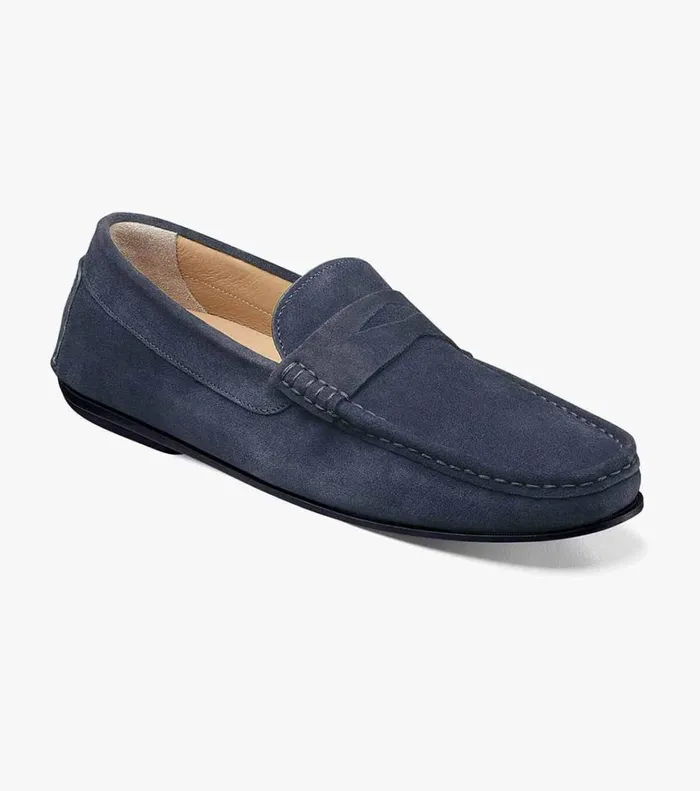 Florsheim Dress Shoes Fuego Moc Toe Penny Loafer Navy Suede 8211 Men