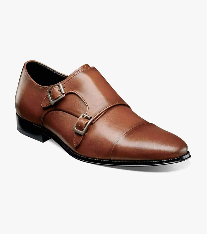 Florsheim Dress Shoes Jetson Cap Toe Monk Strap Cognac 8211 Men