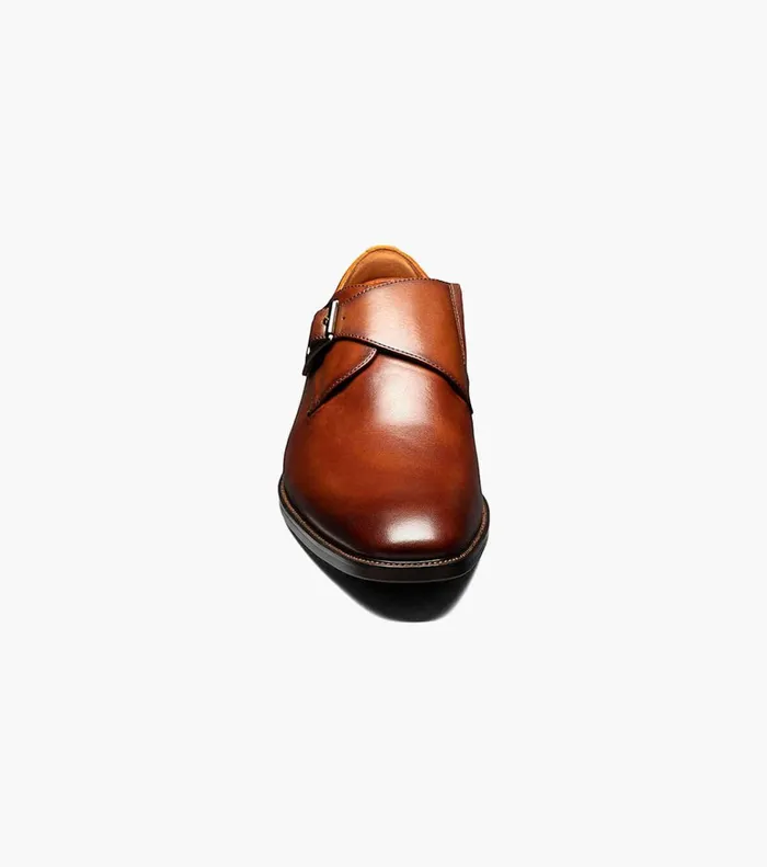 Florsheim Dress Shoes Sorrento Plain Toe Single Monk Strap Cognac 8211 Men