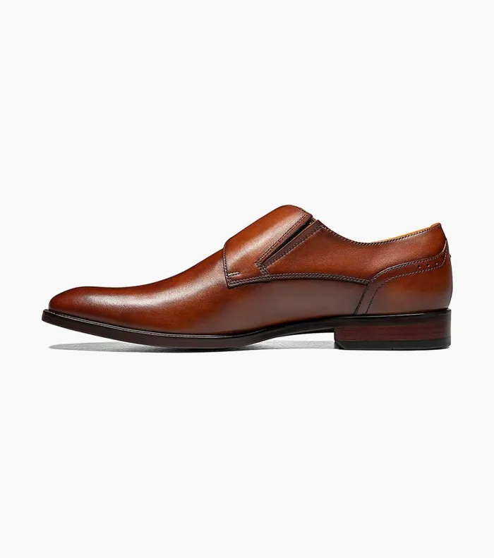 Florsheim Dress Shoes Sorrento Plain Toe Single Monk Strap Cognac 8211 Men