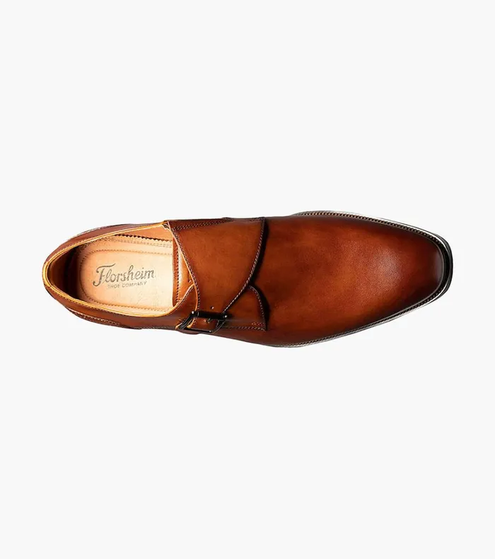 Florsheim Dress Shoes Sorrento Plain Toe Single Monk Strap Cognac 8211 Men