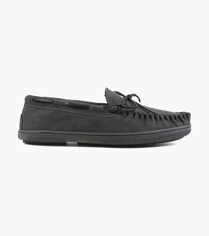 Florsheim Slippers Cozzy Moc Toe Tie Slipper Gray Suede 8211 Men