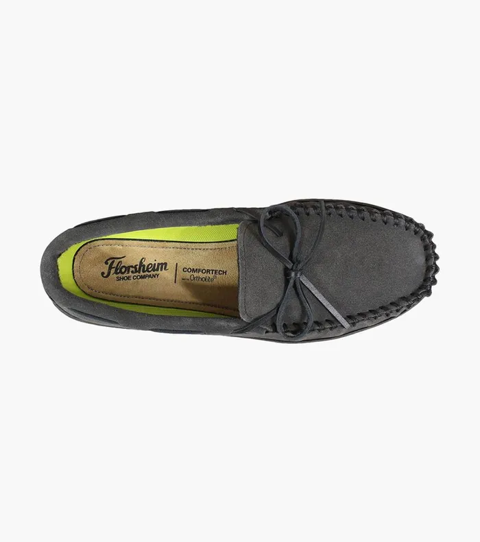 Florsheim Slippers Cozzy Moc Toe Tie Slipper Gray Suede 8211 Men