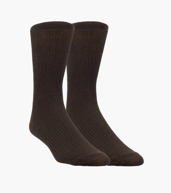 Florsheim Socks 2Pack Comfort Top Crew Dress Socks Brown 8211 Men