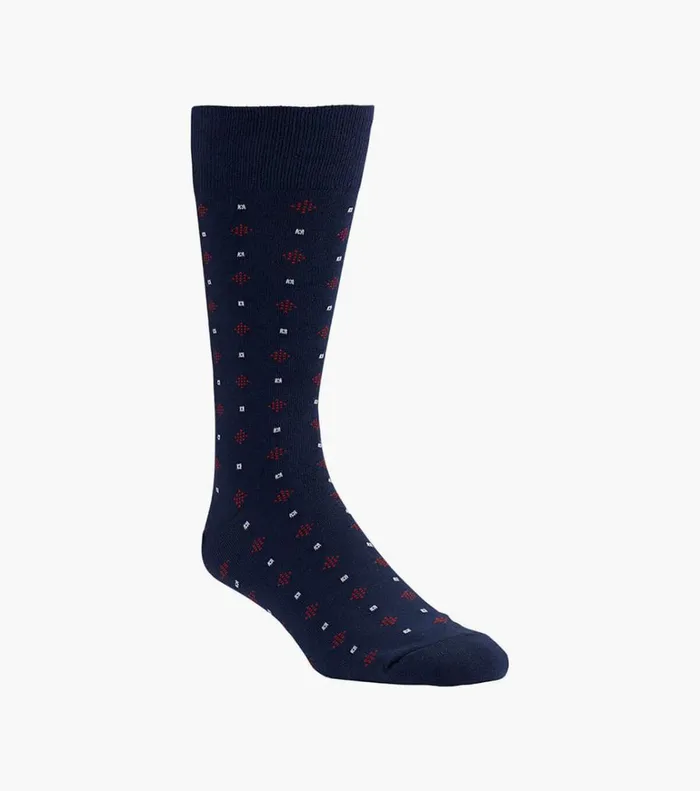 Florsheim Socks Diamond Dobby Crew Dress Socks Dark Blue 8211 Men