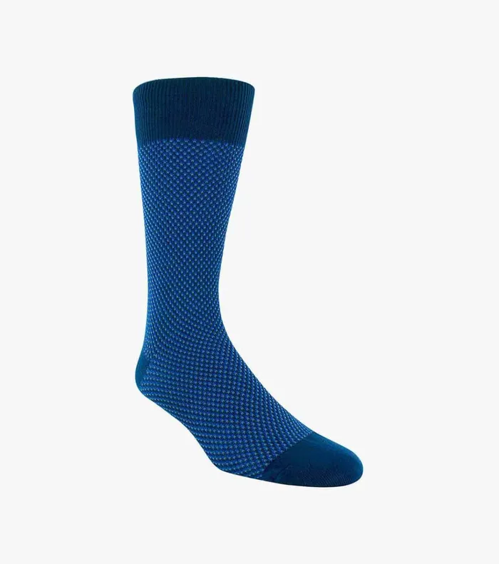 Florsheim Socks Double Birdseye Crew Dress Socks Dark Blue 8211 Men