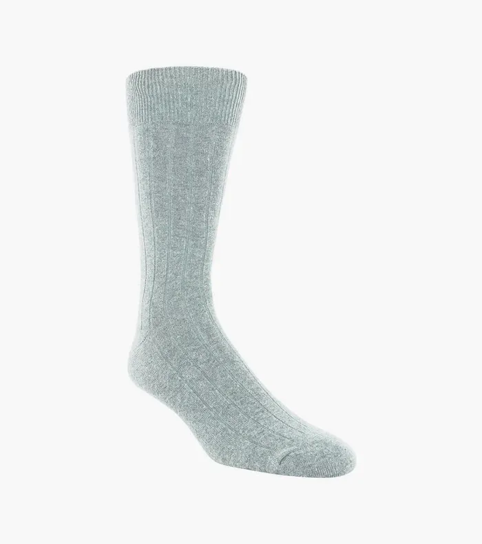 Florsheim Socks Wide Rib Crew Dress Socks Light Gray 8211 Men
