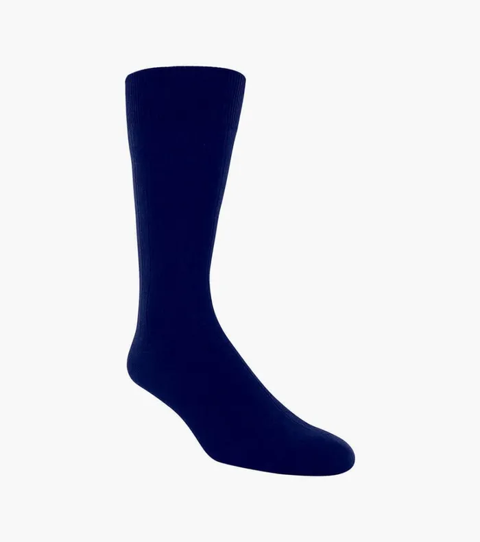 Florsheim Socks Wide Rib Crew Dress Socks Navy 8211 Men