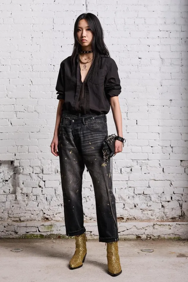 FOLDOUT SHIRT 8211 BLACK OVERDYE Women R13 Tops
