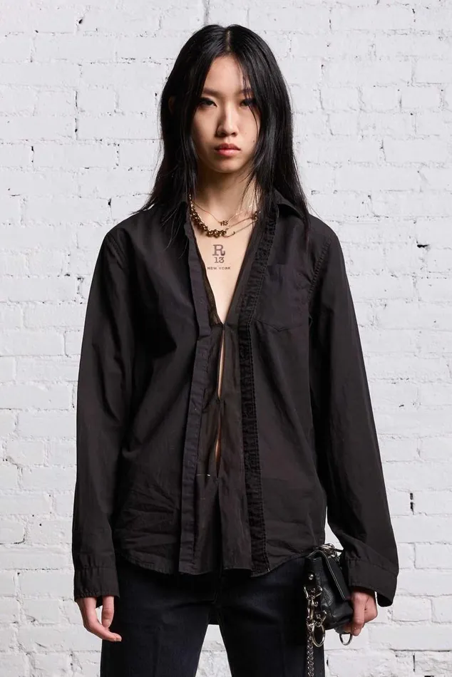 FOLDOUT SHIRT 8211 BLACK OVERDYE Women R13 Tops