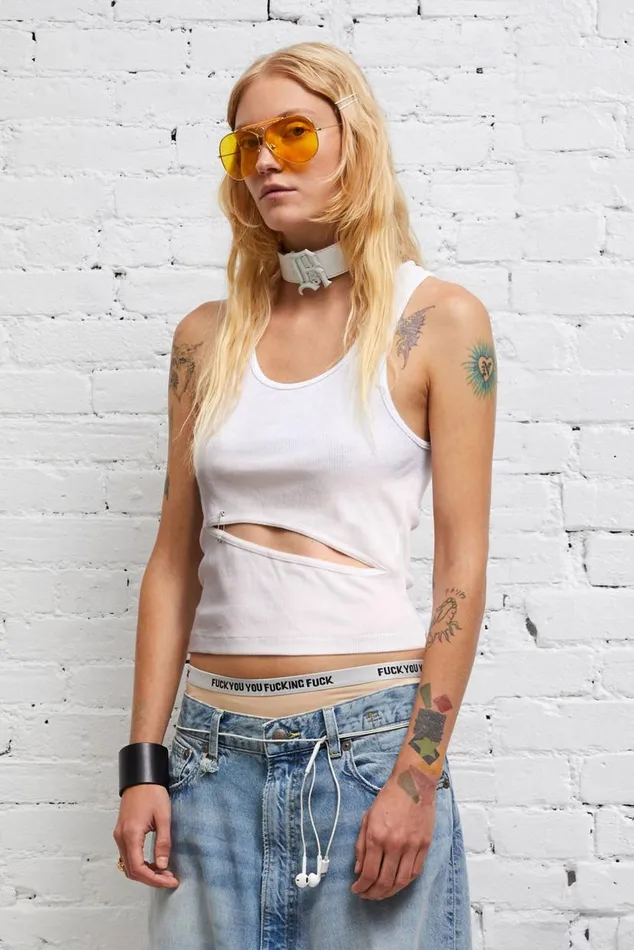 FRONT SLIT TANK 8211 WHITE Women R13 TShirts