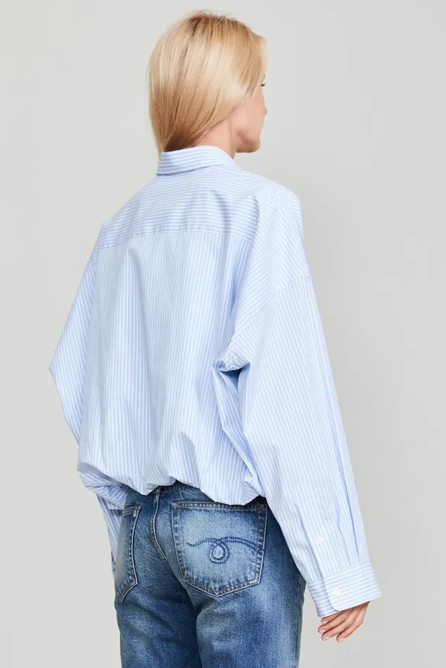 GATHERED HEM SHIRT 8211 LIGHT BLUE STRIPE Women R13 Tops