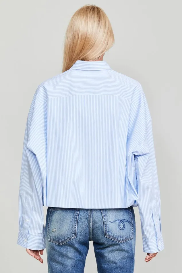 GATHERED HEM SHIRT 8211 LIGHT BLUE STRIPE Women R13 Tops