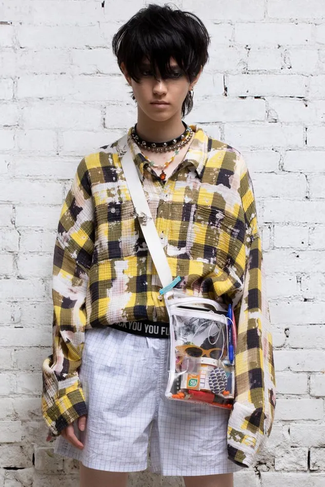 Gathered Hem Work Shirt 8211 Bleached Yellow Plaid Women R13 Tops