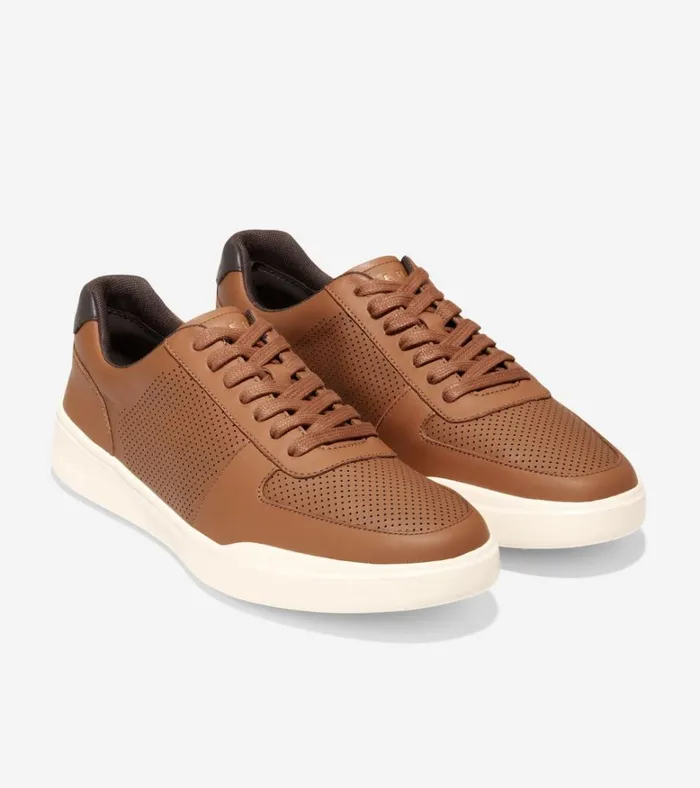 Grand Crosscourt Modern Tennis Sneakers British Tan Perforateddark Brown Men Cole Haan Sneakers