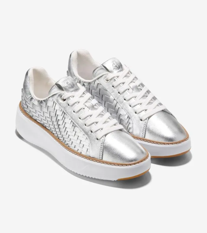 Grandpr Topspin Sneakers Silver Genevieve Weaveoptic White Women Cole Haan Sneakers