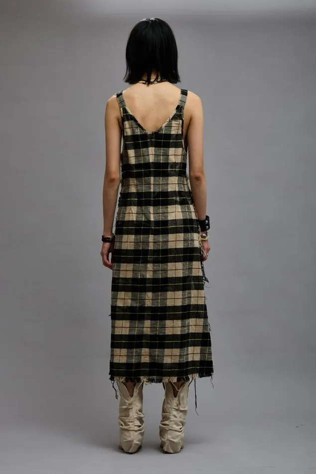GRUNGE SLIP 8211 BLEACHED ECRU PLAID Women R13 Dresses and Skirts