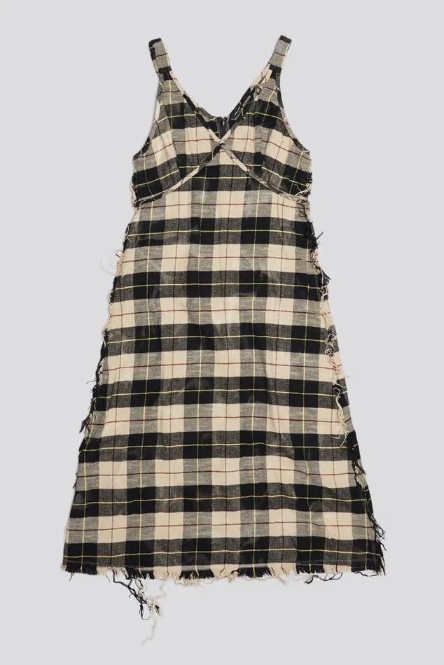 GRUNGE SLIP 8211 BLEACHED ECRU PLAID Women R13 Dresses and Skirts