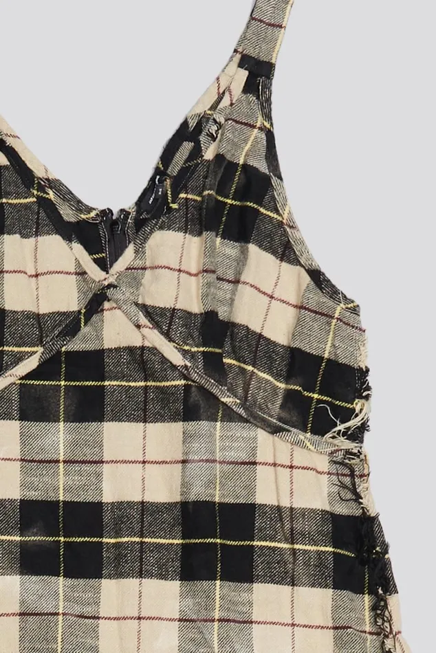 GRUNGE SLIP 8211 BLEACHED ECRU PLAID Women R13 Dresses and Skirts