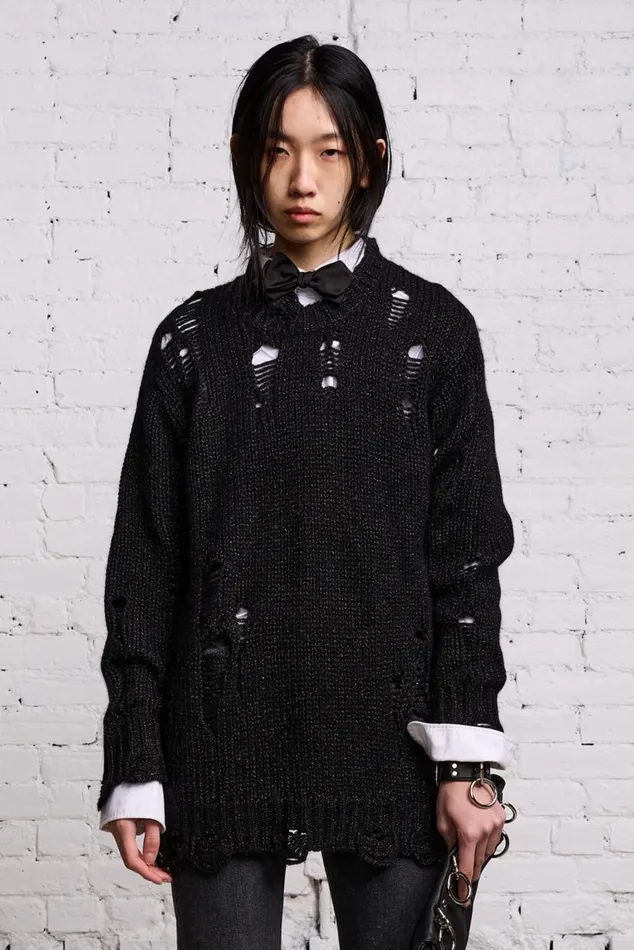 GRUNGE SWEATER 8211 BLACK GLITTER Women R13 Tops