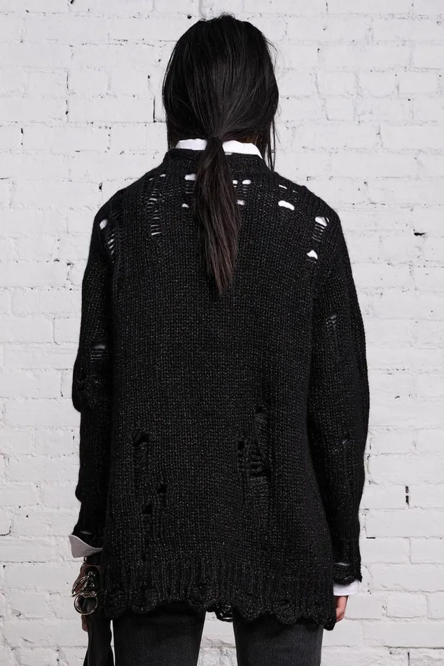 GRUNGE SWEATER 8211 BLACK GLITTER Women R13 Tops