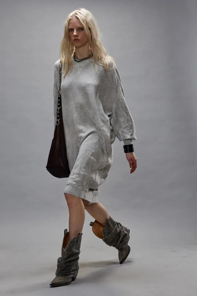 GRUNGE SWEATSHIRT DRESS 8211 HEATHER GREY Women R13 Dresses and Skirts