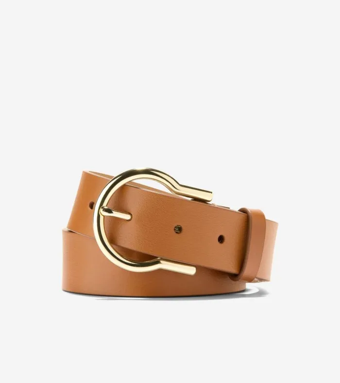 Hinged Buckle Belt Tan Women Cole Haan Belts