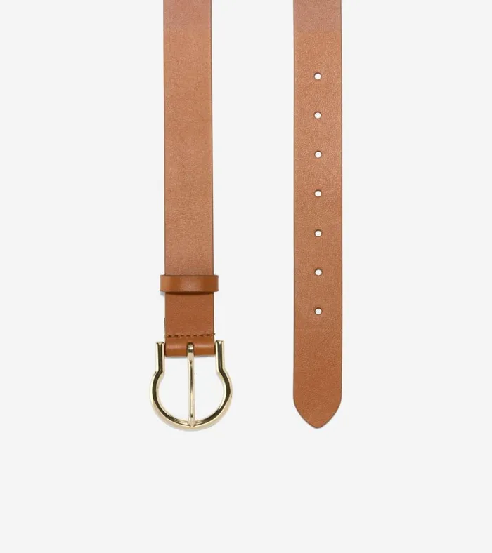Hinged Buckle Belt Tan Women Cole Haan Belts