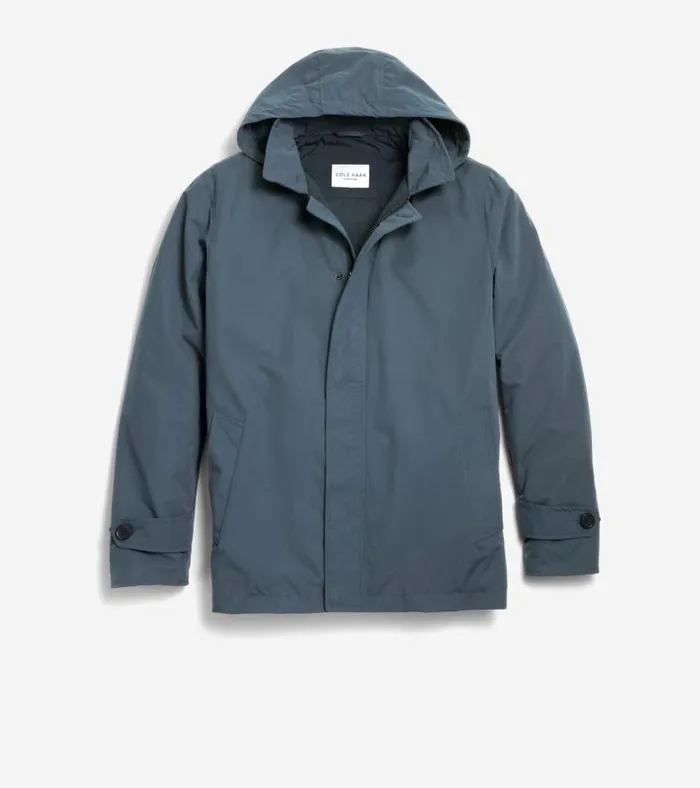 Hooded Rain Jacket Navy Men Cole Haan Rain Jackets