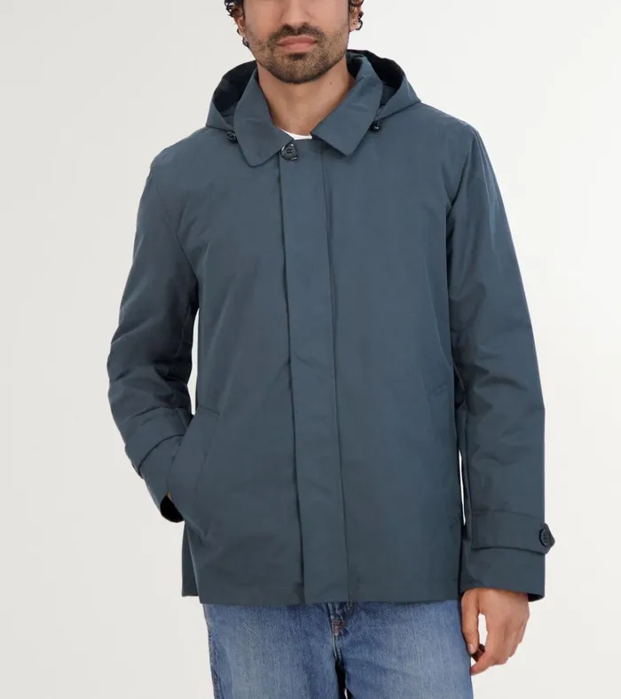 Hooded Rain Jacket Navy Men Cole Haan Rain Jackets