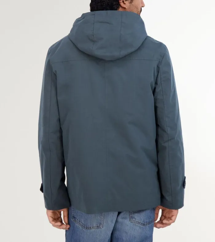 Hooded Rain Jacket Navy Men Cole Haan Rain Jackets