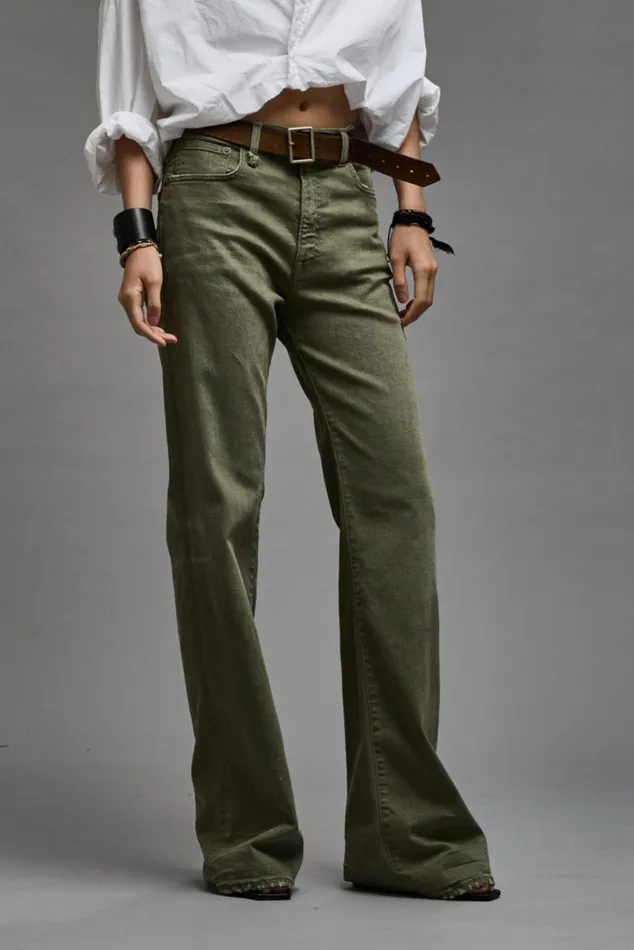 JANE JEAN 8211 OLIVE GREEN STRETCH Women R13 Denim