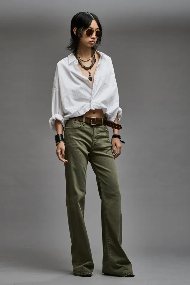 JANE JEAN 8211 OLIVE GREEN STRETCH Women R13 Denim