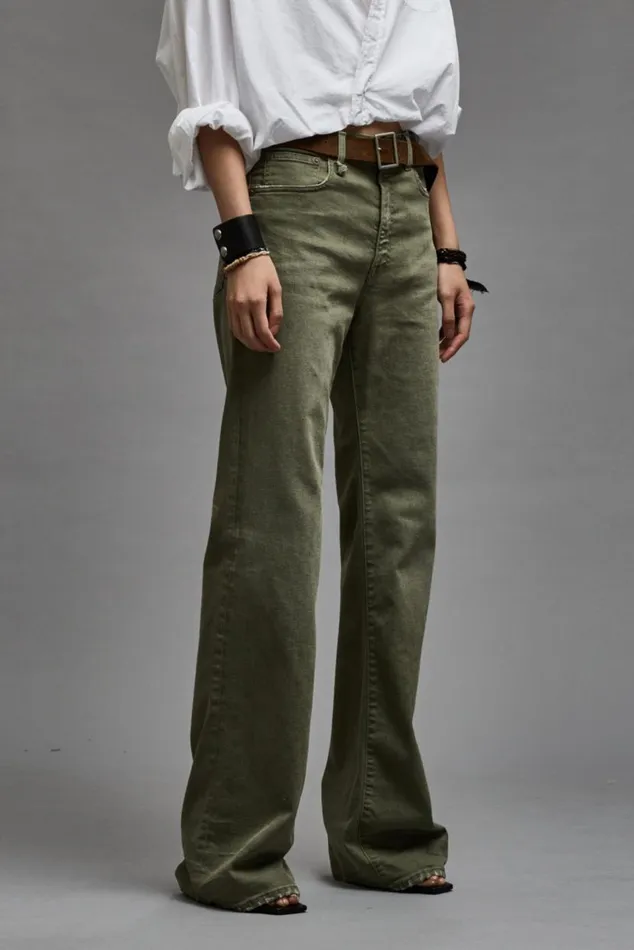 JANE JEAN 8211 OLIVE GREEN STRETCH Women R13 Denim