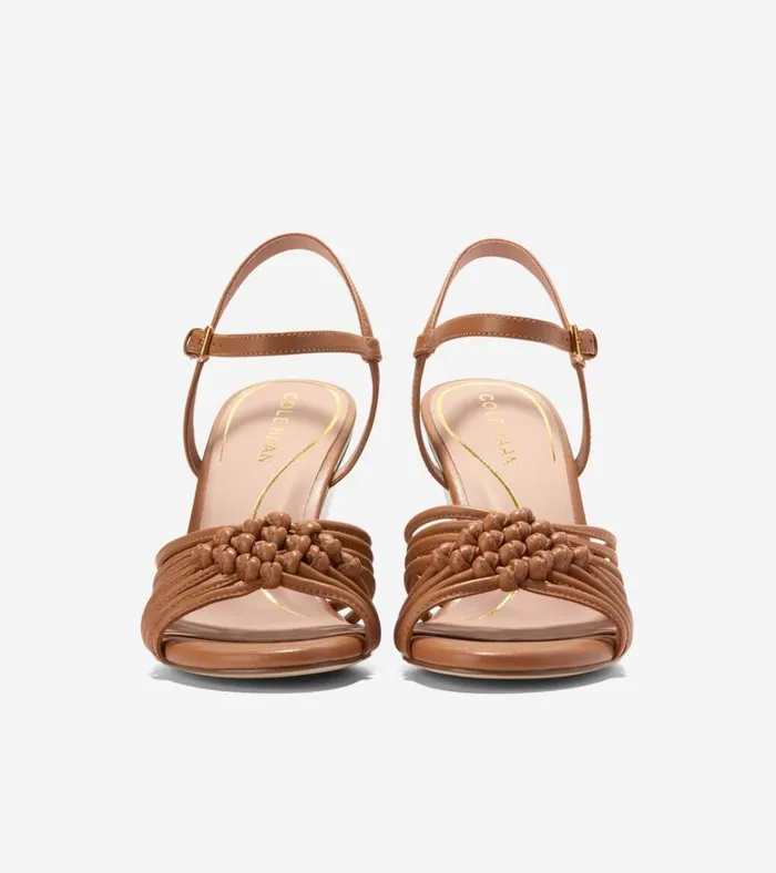 Jitney Knot Wedge Sandals Pecan Brown Women Cole Haan Heels and Pumps