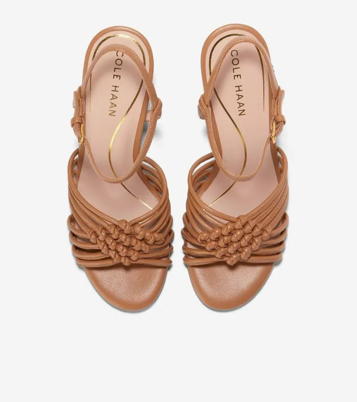 Jitney Knot Wedge Sandals Pecan Brown Women Cole Haan Heels and Pumps