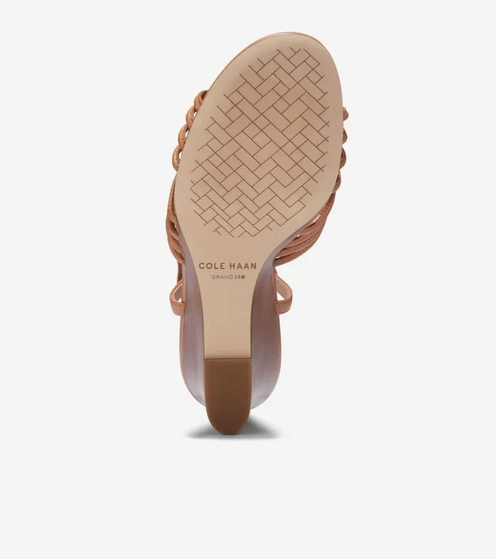 Jitney Knot Wedge Sandals Pecan Brown Women Cole Haan Heels and Pumps