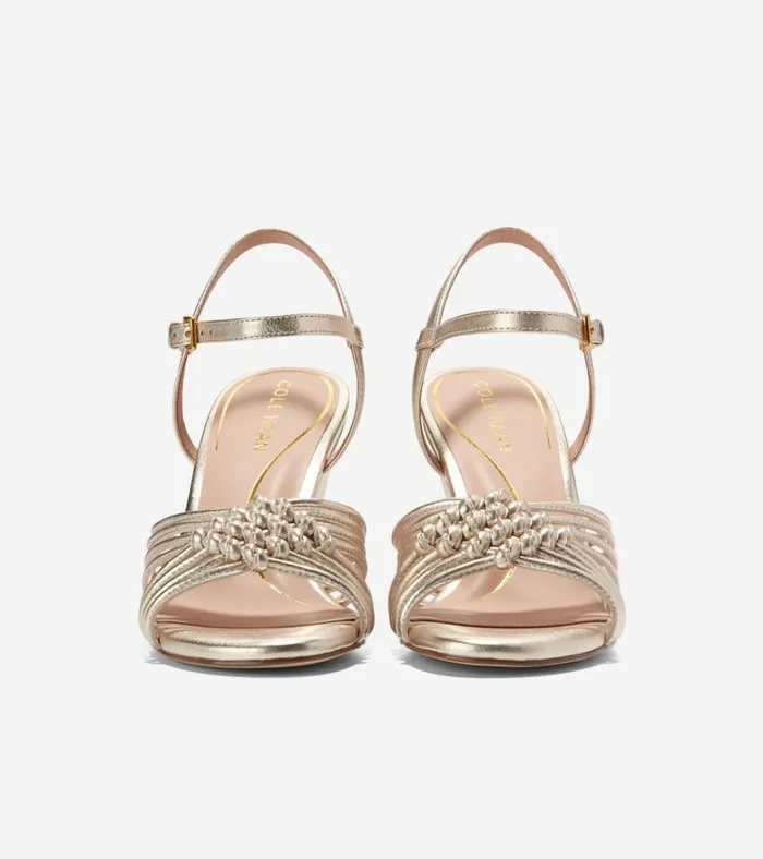 Jitney Knot Wedge Sandals Soft Gold Women Cole Haan Heels and Pumps