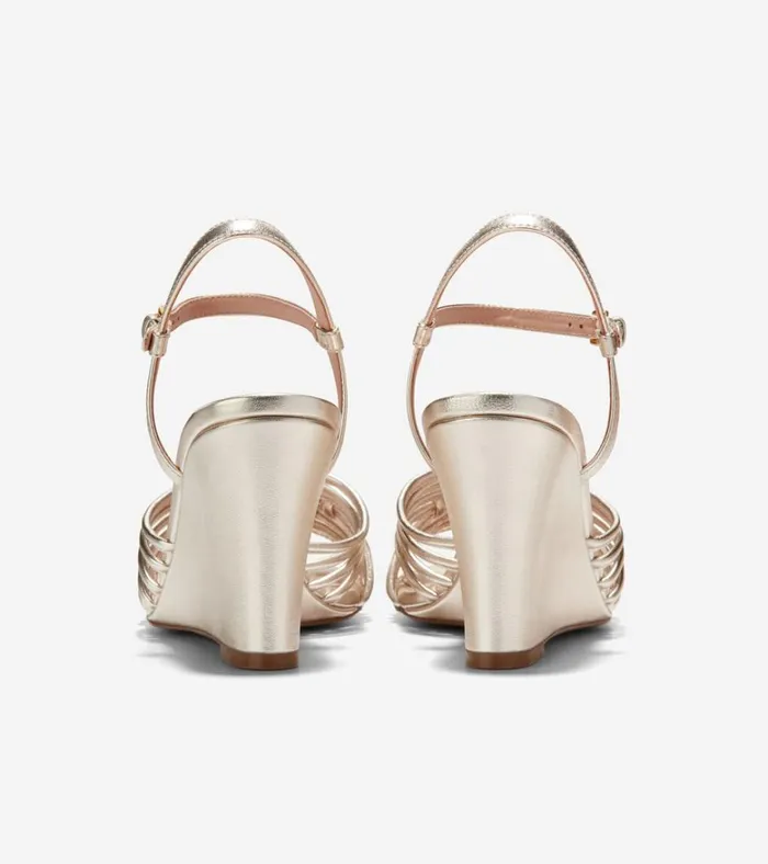 Jitney Knot Wedge Sandals Soft Gold Women Cole Haan Heels and Pumps