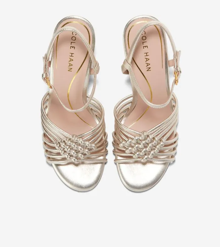 Jitney Knot Wedge Sandals Soft Gold Women Cole Haan Heels and Pumps