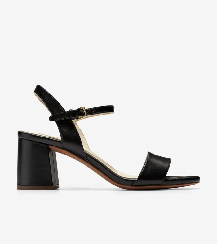 Josie Block Heel Sandals Black Leather Women Cole Haan Heels and Pumps