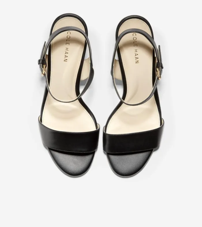 Josie Block Heel Sandals Black Leather Women Cole Haan Heels and Pumps