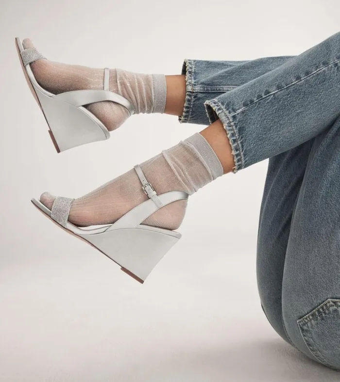 Josie Wedge Sandals All Over Crystalgray Women Cole Haan Heels and Pumps