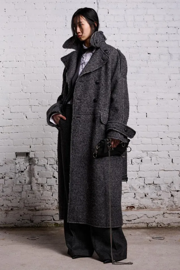 JUMBO MILITARY COAT 8211 HEATHER GREY WOOL Women R13 Jackets and Coats