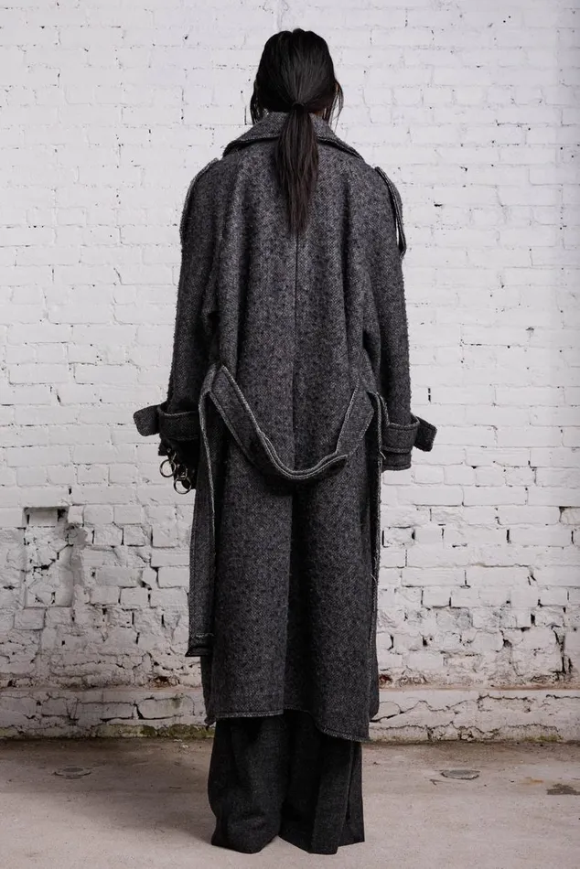 JUMBO MILITARY COAT 8211 HEATHER GREY WOOL Women R13 Jackets and Coats