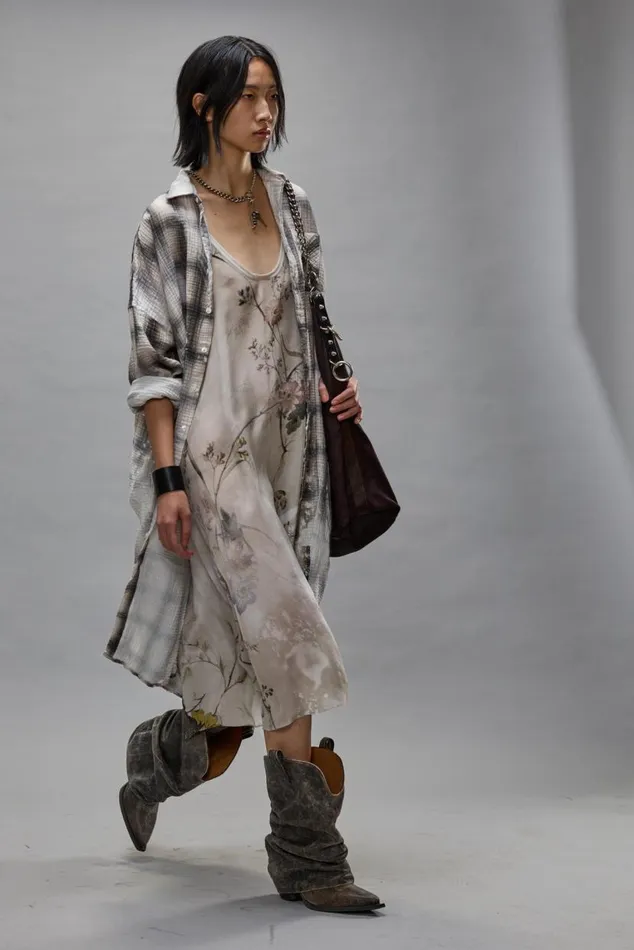 JUMBO SHIRTDRESS 8211 PRINTED GREY PLAID Women R13 Dresses and Skirts