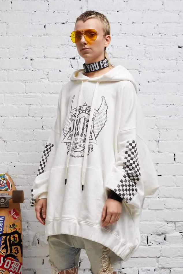 JUMBO SKATE HOODIE 8211 WHITE Women R13 Tops