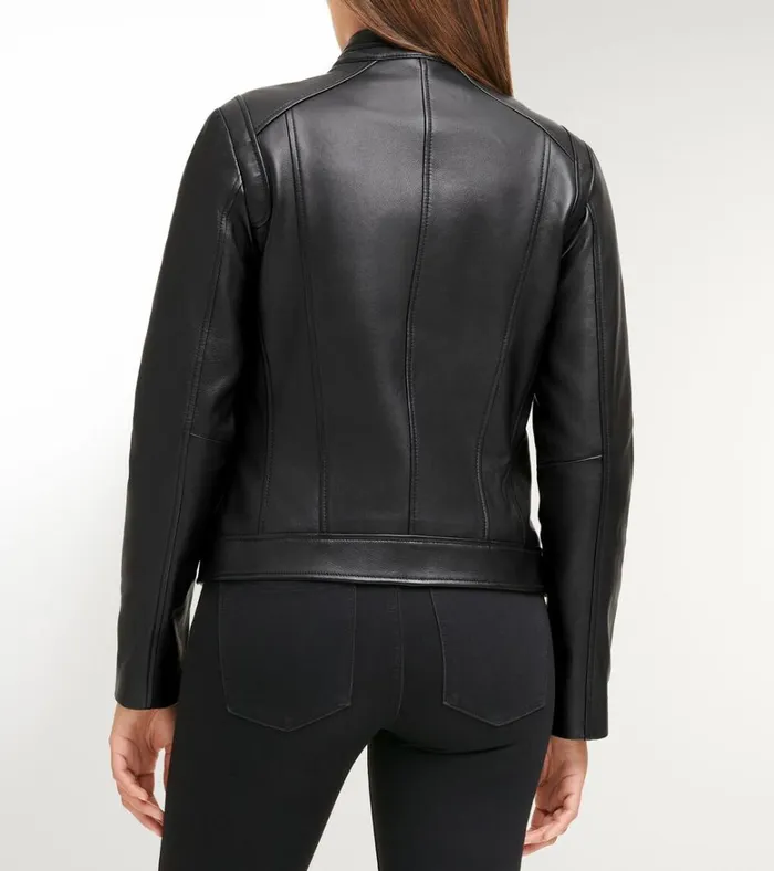 Lambskin Leather Jacket Black Women Cole Haan Leather Jackets