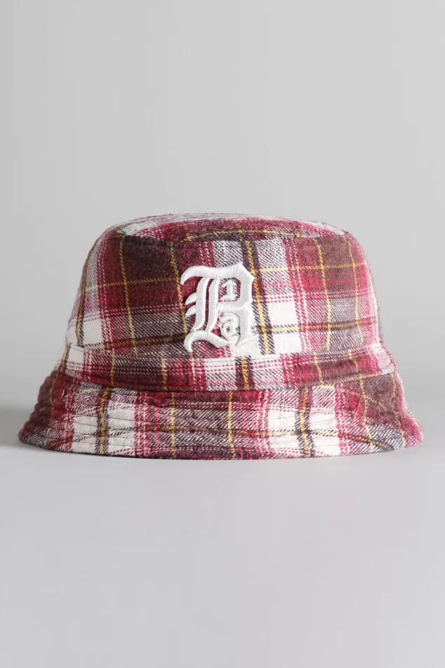 LAYERED BUCKET HAT 8211 ECRUMAROON PLAID Women R13 Accessories